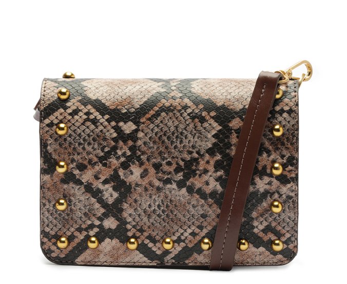 Bolsa Tiracolo Média Tachas Animal Print