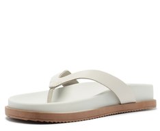 Chinelo Papete Couro com Tornozeleira Branca