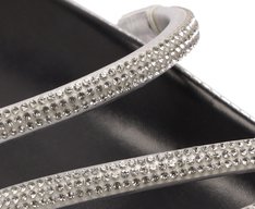 Papete Tiras De Brilho Prata Sola Preta