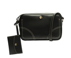 Bolsa Tiracolo Média Costura Ornamental Preta