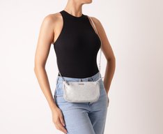 Bolsa Tiracolo Média Textura Glam Prata