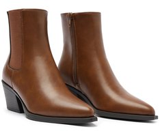 Bota Salto Bloco Chelsea Marrom