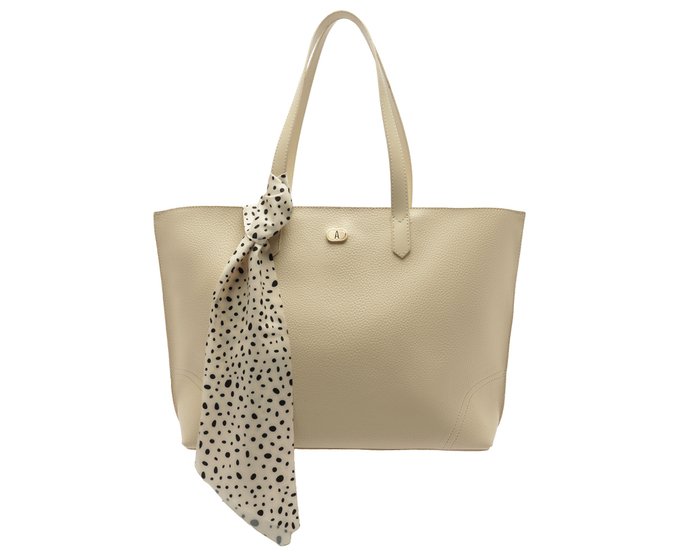 Bolsa Shopping Grande Lenço Pontilhado Branca