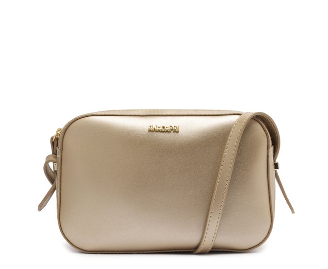 Bolsa Tiracolo Média Retangular Minimal Dourada
