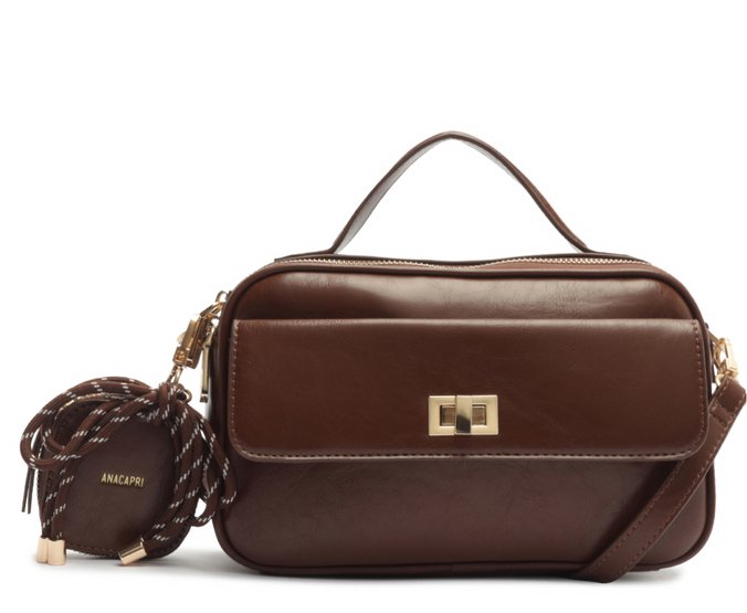 Bolsa Tiracolo Média Bag Charm Atacador Marrom