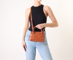 Bolsa Tote Média Pedrarias e Tachas Laranja