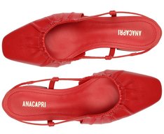 Sapatilha Slingback Salto Bloco Stretch Vermelha