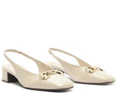 Sapatilha Slingback Bico Quadrado Bridão Branca