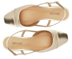 Sapatilha Slingback Palha Salto Dourada