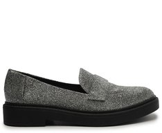 Mocassim Preto Brilho Prata