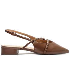Sapatilha Slingback Salto Bloco Tranças Marrom