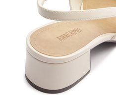 Sapatilha Salto Bloco Slingback Ponta Quadrada Branca