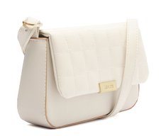 Bolsa Tiracolo Média Tampa Matelassê Quadriculado Branca