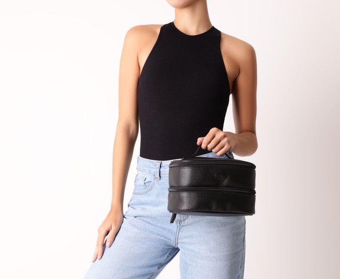 Necessaire Grande Duas Repartições Alça Preta
