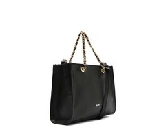 Bolsa Tote Média Alça Acorrentada Preta