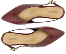 Sapatilha Slingback Salto Bloco Verniz Roxa