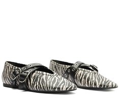 Sapatilha Tira Dupla Fivelas Megan Animal Print Zebra