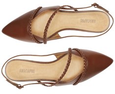 Sapatilha Slingback Salto Bloco Tranças Marrom
