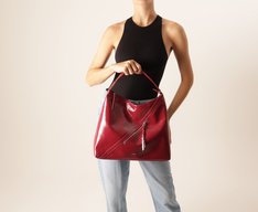 Bolsa Tote Grande Hobo Zíper Vermelha