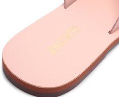 Rasteira Tiras Cruzadas Couro Rosa Blush