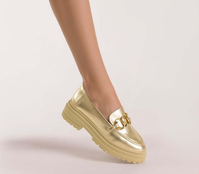 Mocassim Sola Tratorada Bridão Dourado