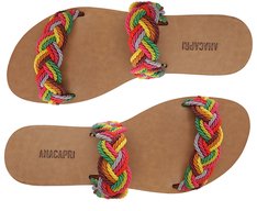 Rasteira Duas Tiras Entrelaçadas Multicolor