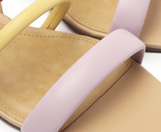 Sandália Nude Multicolorida Tira Tripla Bloco