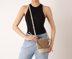 Bolsa Tiracolo Pequena Missangas Branco E Marrom