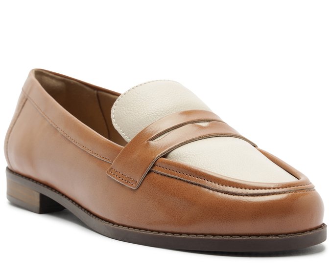 Mocassim Gardena Caramelo e Branco Off