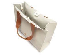 Bolsa Shopping Grande Com Necessaire Bicolor Branca