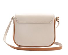 Bolsa Tiracolo Média Costura Ornamental Bicolor Branca