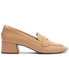 Mocassim Salto Bloco Loafer Bege