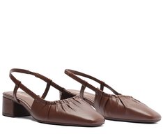 Sapatilha Slingback Salto Bloco Stretch Marrom