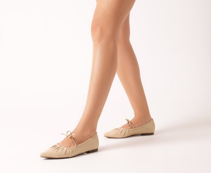 Sapatilha Stretch Laço Bege