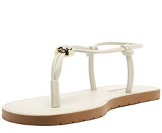 Sandália Rasteira Slim Aplique Metálico Branca