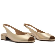 Sapatilha Slingback Peep Toe Dourada