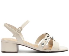 Sandália Maxi Tachas Salto Bloco Branca