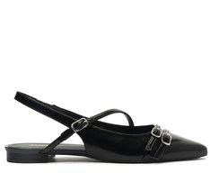 Sapatilha Slingback Fivela Dupla Preta