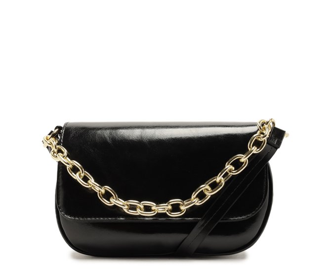 Bolsa Tiracolo Pequena com Corrente Preta