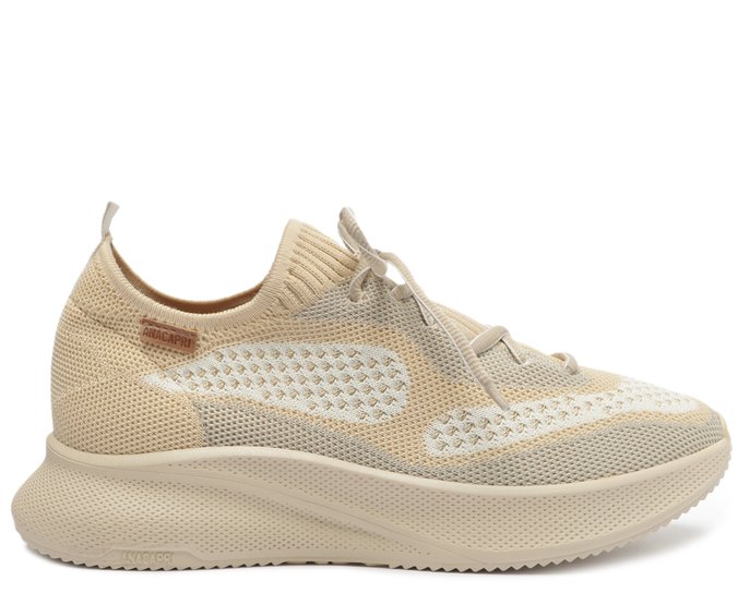 Tênis Knit Sporty Sola alta Bege