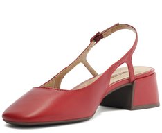 Sapatilha Slingback Basic Salto Bloco Vermelha