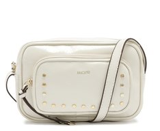 Bolsa Tiracolo Média Tachas Bolso Frontal Branca