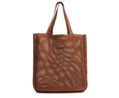 Bolsa Shopping Grande Marrom Knit Natural