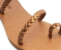 Rasteira Tira Trançada De Encaixe Bronze