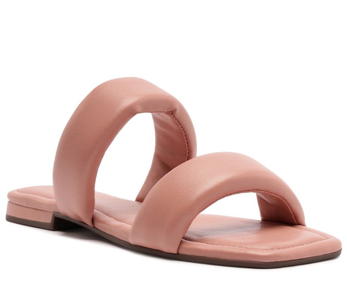 Rasteira Tiras Acolchoadas Rosa