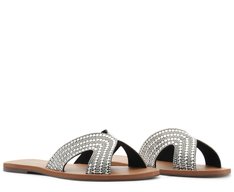 Rasteira Glam Strass Prata