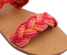 Rasteira Laranja e Rosa Duas Tiras Trançada