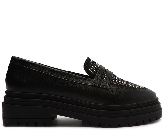 Mocassim Preto Glam Tratorado Kiara