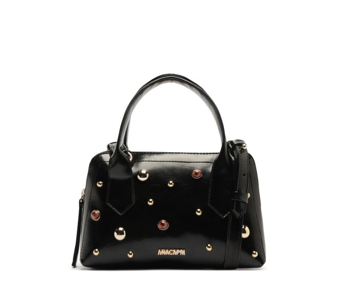 Bolsa Tote Média Pedrarias e Tachas Preta