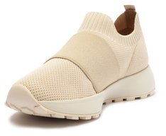 Tênis Slip On Knit Faixa Sporty Bege
